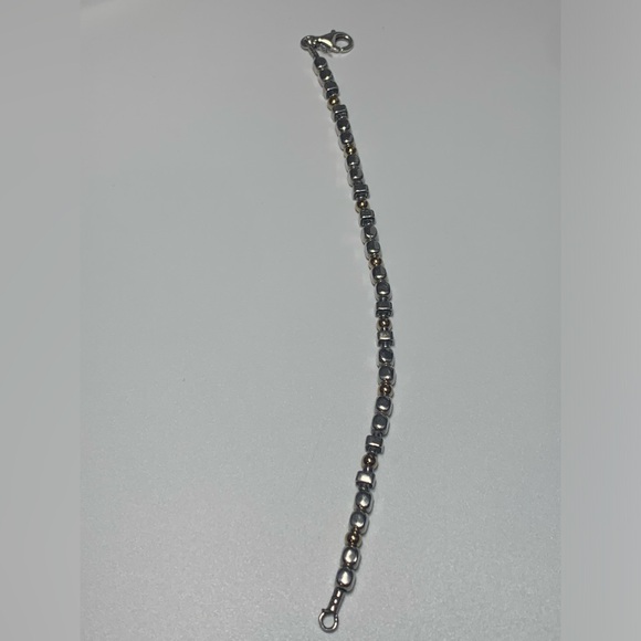 Silpada Vintage Sterling Silver Chunks & Gold Filled Beaded Bracelet - Picture 4 of 15